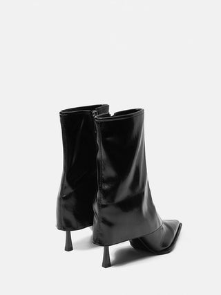 Thin high heel short leather boots