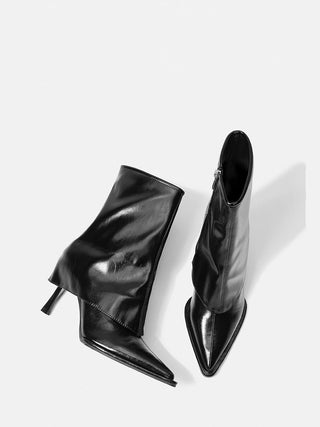 Thin high heel short leather boots