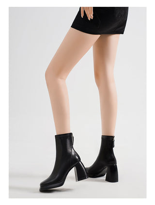 Square head waterproof platform thick bottom skinny boots