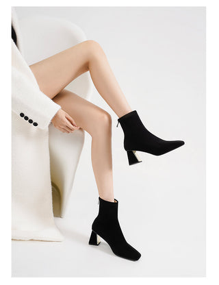 Suede elastic slim boots women