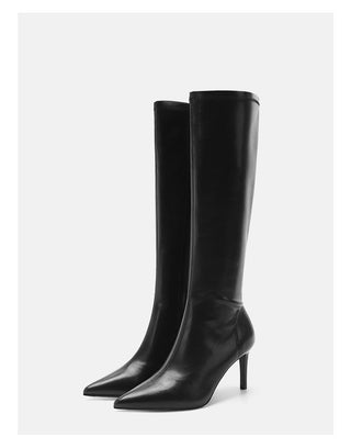 Pointed women's long boots