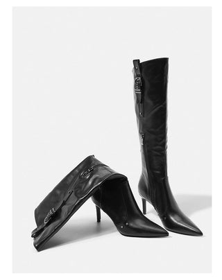 Pointed women's long boots