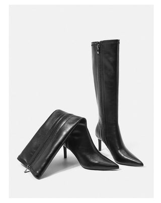 Pointed women's long boots