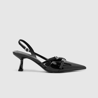 Slingback Slim Heeled Pumps with Buckles