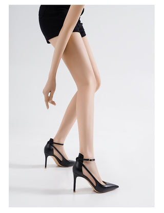 Stiletto black closure French high heel sandals