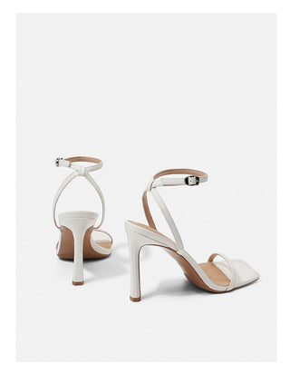 Open-toed one-strap high-heeled shoes