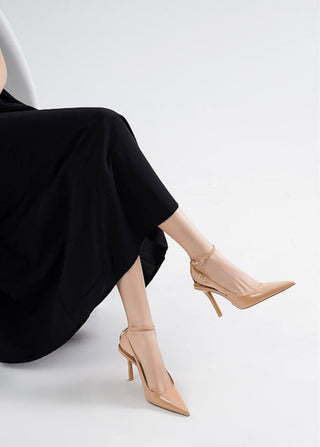 One-strap buckle nude high-heeled shoes