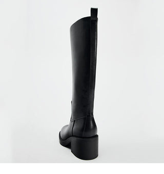 Thick-soled knee-high platform boots