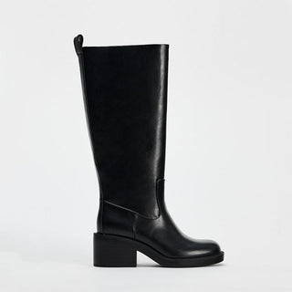 Thick-soled knee-high platform boots