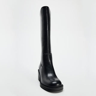 Thick-soled knee-high platform boots