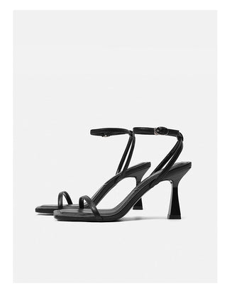 Black one-strap French sandals