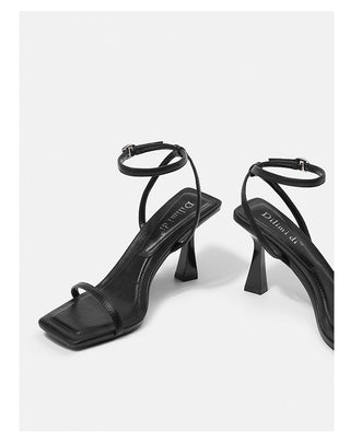 Black one-strap French sandals