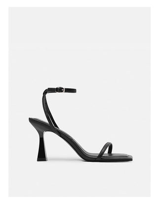 Black one-strap French sandals