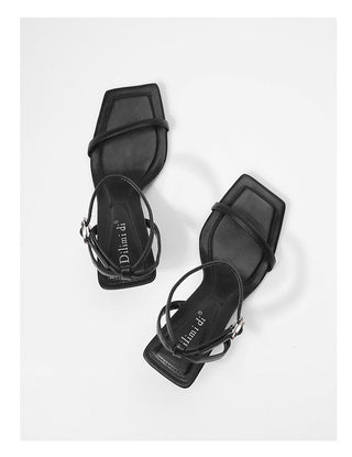 Black one-strap French sandals