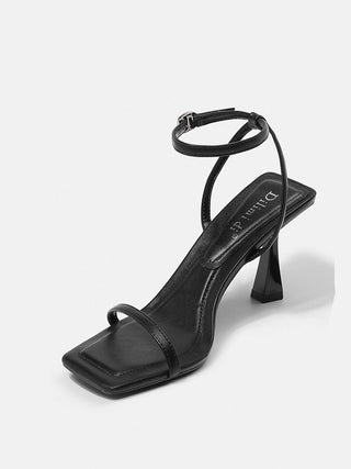 Black one-strap French sandals