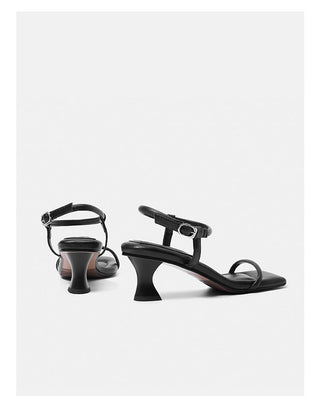 Black one-strap high heels sandals