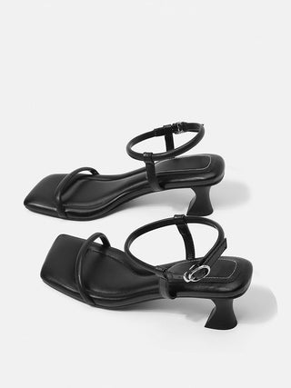 Black one-strap high heels sandals