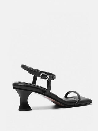 Black one-strap high heels sandals