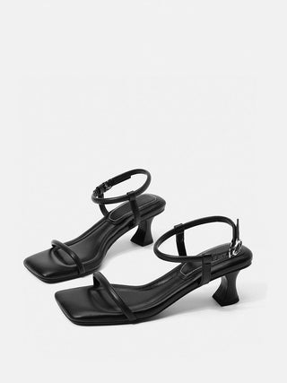 Black one-strap high heels sandals