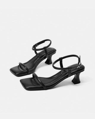 Black one-strap high heels sandals