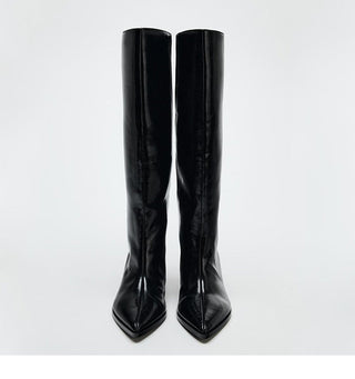 Pointed knee-high boots