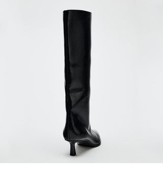 Pointed knee-high boots