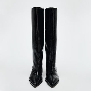 Pointed knee-high boots