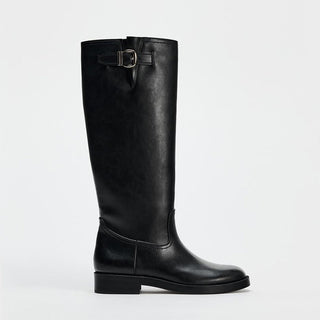 Flat heel knee-high boots