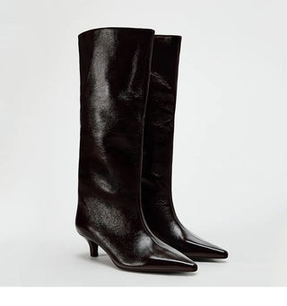 Pointed toe knee-high boots