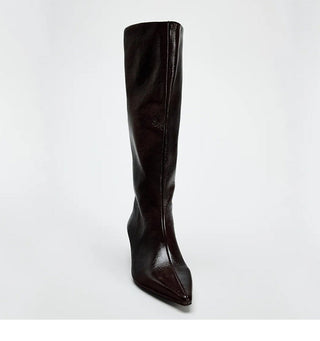 Pointed toe knee-high boots