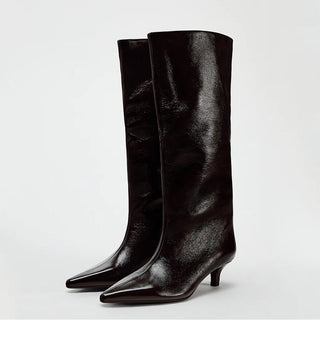 Pointed toe knee-high boots