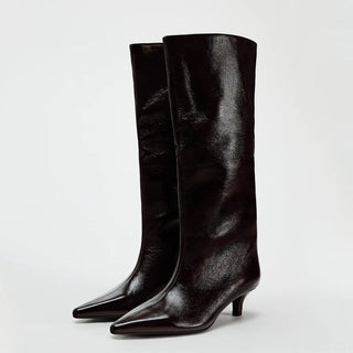 Pointed toe knee-high boots