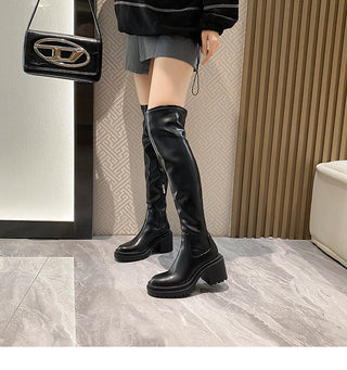 Thick-soled over-the-knee long boots