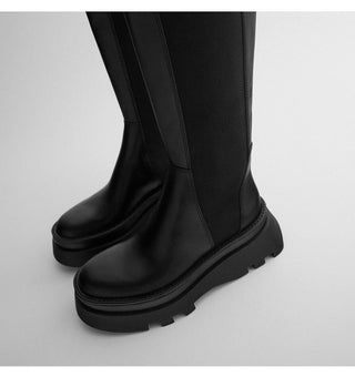 Knee-length leather boots