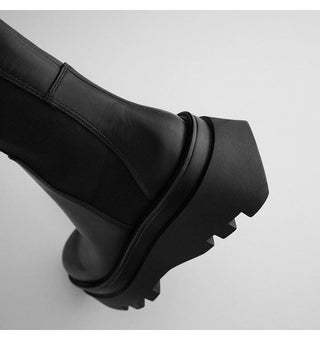 Knee-length leather boots