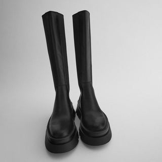 Knee-length leather boots