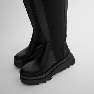 Knee-length leather boots