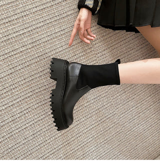 Korean platform thick-soled short leather boots