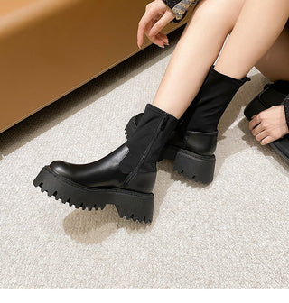 Korean platform thick-soled short leather boots