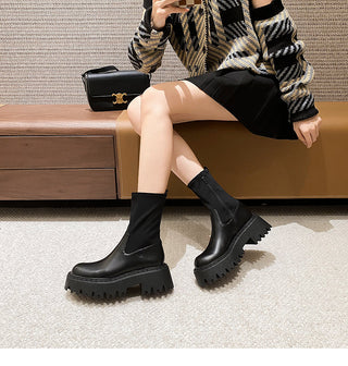 Korean platform thick-soled short leather boots