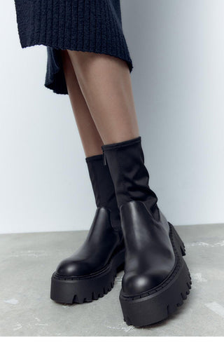 Korean platform thick-soled short leather boots