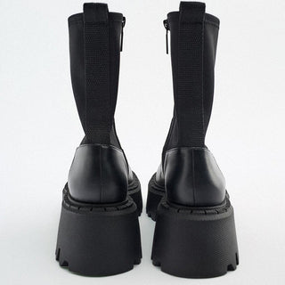 Korean platform thick-soled short leather boots