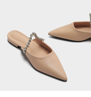 Low heel metallic-coated mules