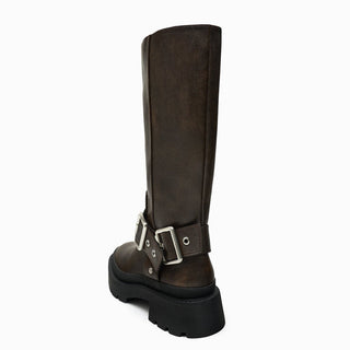 Thick heel knee-high cowboy boots