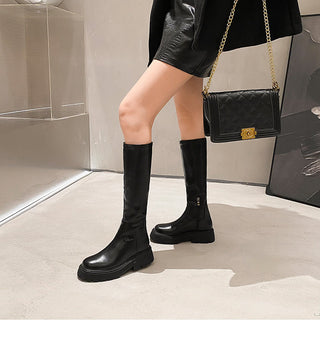 Slim knee high leather boots