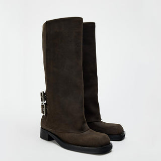 Retro suede pile boots