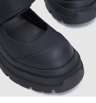 Velcro all-match leather platform shoes