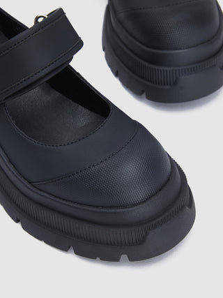 Velcro all-match leather platform shoes