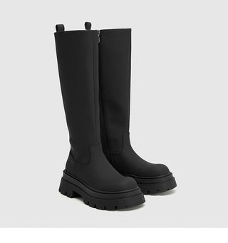 Knee-length thick-soled slim boots