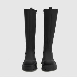 Knee-length thick-soled slim boots